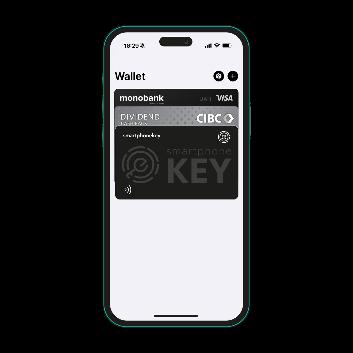 Smartphone displaying SmartphoneKey's integration with digital wallets