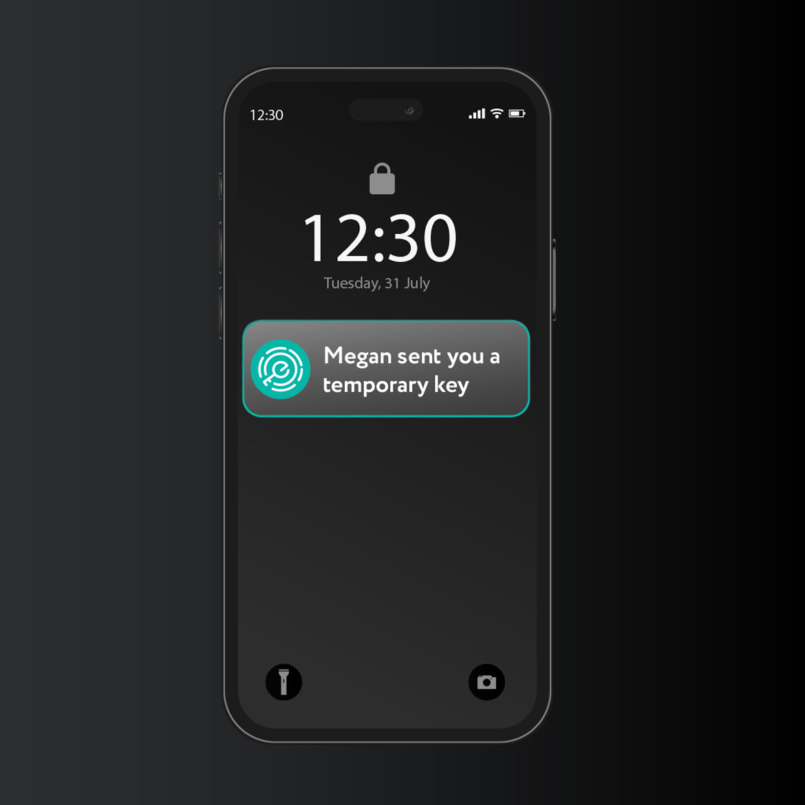 Smartphone screen showing temporary guest access setup with SmartphoneKey